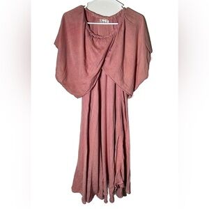 Laise Adzer Morocco Pink Draped MIDI Dress Size S